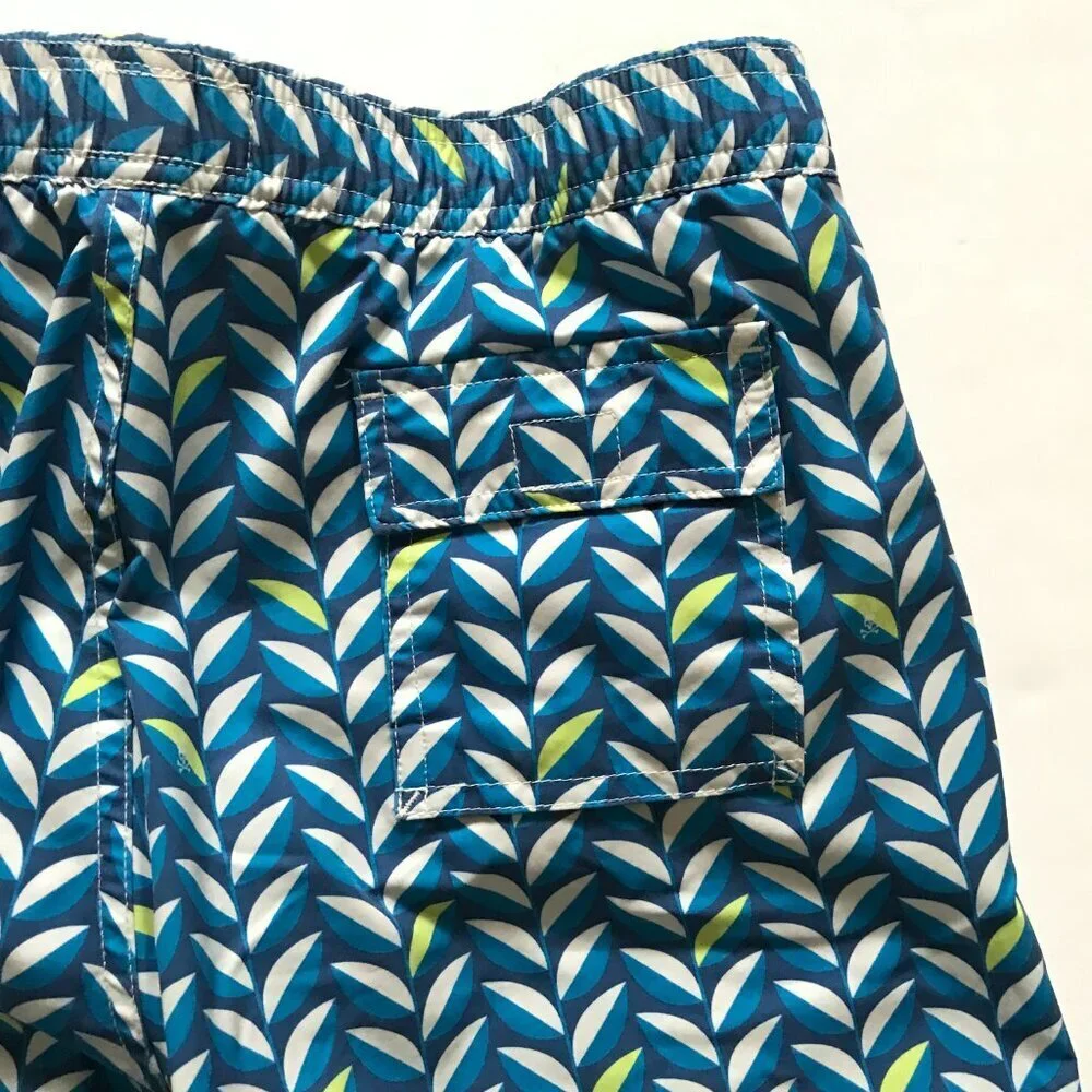 Psycho Bunny Print Shorts Swim Trunks Boys 18 20 Mens S Blue White 7.5